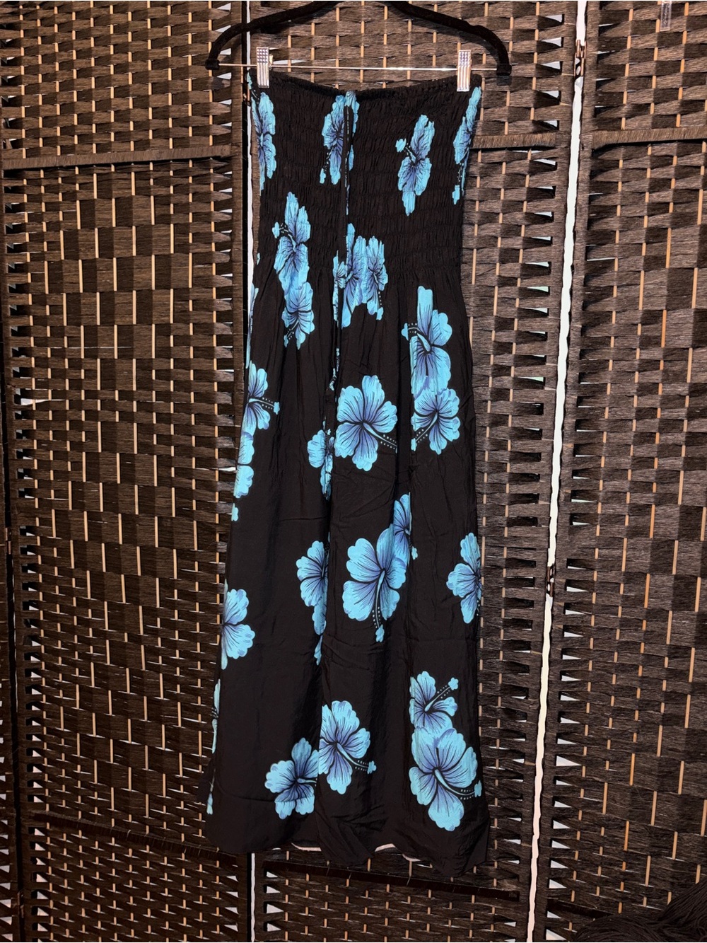 Blue floral print maxi dress
